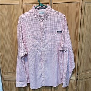 Columbia Men's Casual Pink Plaid Shirt
